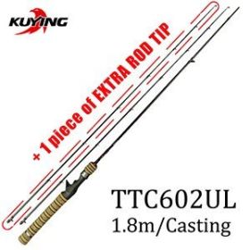 KUYING TETON 1.56m 1.8m 1.86m 1.9m 1.92m 1.98m Super Ultra Soft Light Baitcasting Casting Spinning Lure Fishing Rod Pole Combo (Color: TTC602UL COMBO)