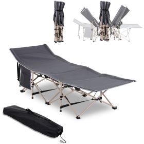 Outsunny Folding Camping Cot for Adults with Carry Bag, Side Pocket, Outdoor Portable Sleeping Bed for Travel, Camp, Vacation, 330 lbs. Capacity, Gray (Color: as Pic)