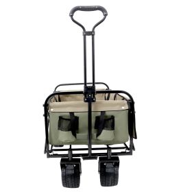 Collapsible Foldable Wagon Cart with strapping system Beach Wagon Utility Cart Utility Wagon Grocery Cart for for Camping Shopping Sports Gardeing Fis (Color: as Pic)