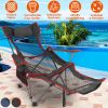 Foldable Camping Chair Collapsible Reclining Chair 330LBS Load Heavy Duty Steel Lawn Chair with Reclining Backrest Angle Cup Holder Pillow Side Pocket