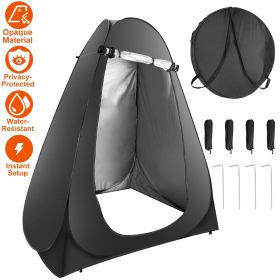Pop Up Privacy Tent Foldable Outdoor Shower Toilet Tent Portable Clothes Changing Room Camping Shelter with Carry Bag for Camping Hiking Beach Picnic (Color: Black)