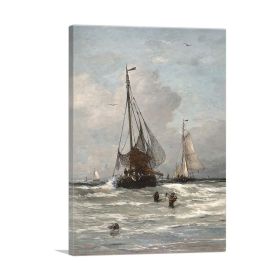 Return Of The Fishing Fleet In Scheveningen 1831 (Type: Standard Framed Canvas Print, size: 28" x 20" / 70cm x 50cm (approx))