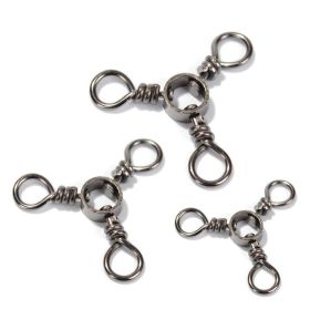 20pcs/bag Fishing 3 Way Swivel Fishing Tackle For Catfish Rig Trolling Line Stainless Steel Black Nickel Tri Swivels Saltwater Freshwater (size: 2/0-20pcs)