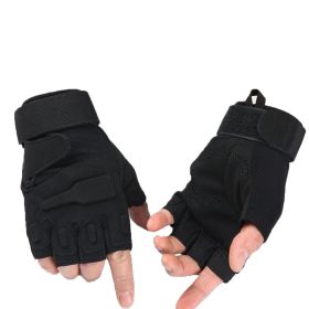 Tactical Gloves Military Combat Gloves with Hard Knuckle for Men Hunting, Shooting, Airsoft, Paintball, Hiking, Camping, Motorcycle Gloves (Color: Black-Half Finger, size: medium)