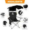 Oversized Camping Chair with Canopy Heavy Duty Folding Outdoor Chair with Armrest Cup Holder and Carry Bag Portable Camp Chair for Beach Fishing Picni