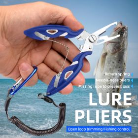 Multifunction Fishing Pliers Hook Picker Lost Rope Hanging Buckle Fishing Scissors Small Lure Fishing Supplies Tool Accessories (Color: Blue)