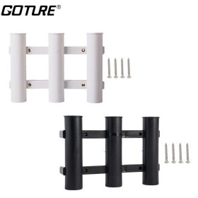 Goture Boat Fishing Rod Holder; 3 Rod Tube Plastic Holder Fishing Tackle Tool (Color: White)