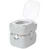 Outsunny Portable Toilet for Adults 5.8 Gallon, Porta Potty with Level Indicator, T-Type Water Outlets and Anti-Leak Handle Pump for Camping, Boating