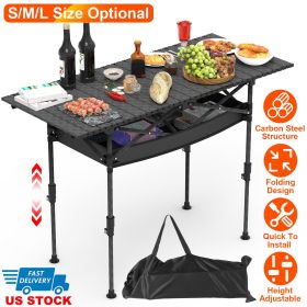 Portable Folding Camping Table With Adjustable Height Hanging Net Rustproof Carbon Steel Foldable Roll-Up Camping Table for Picnic Camping Hiking Beac (Option: 120CM)